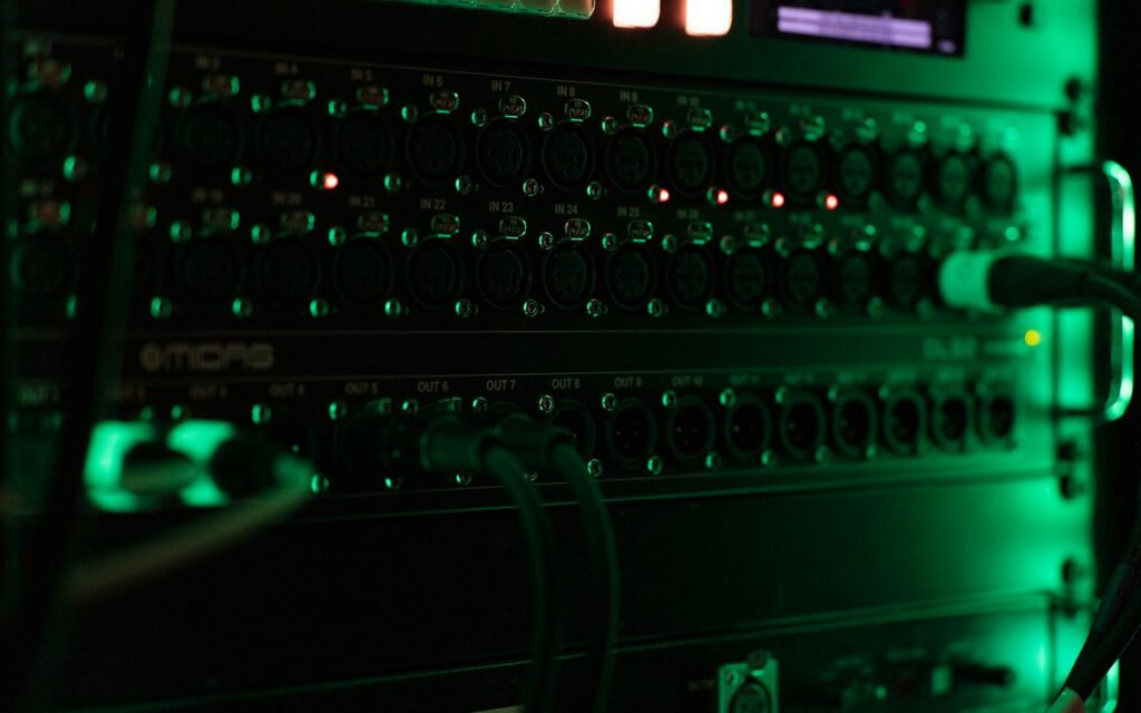 Rows of computer servers in a modern data center