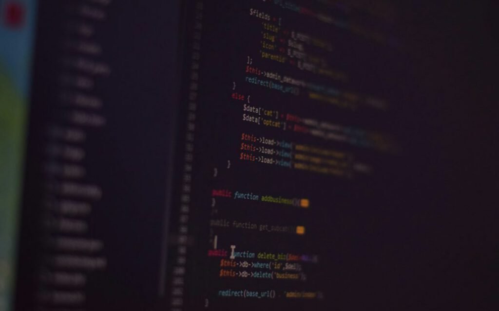 A close view of code on a monitor