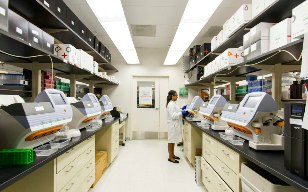 A researcher working in a modern laboratory