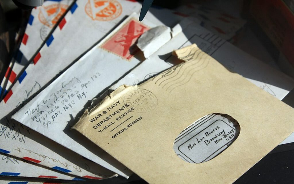 A stack of old handwritten letters