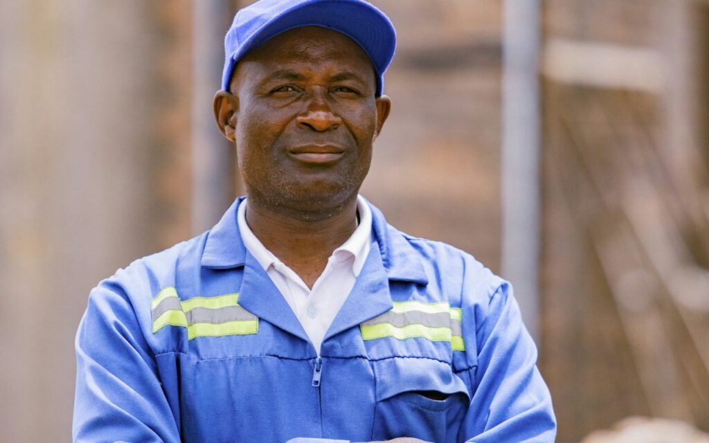 A service technician standing ready for a home inspection