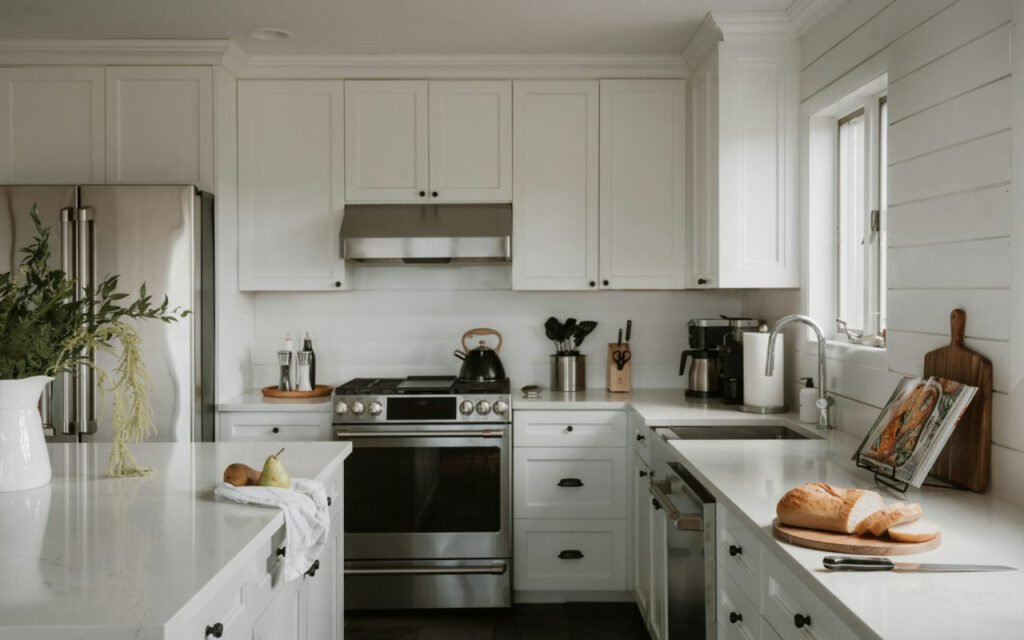 A bright, tidy kitchen with clear countertops