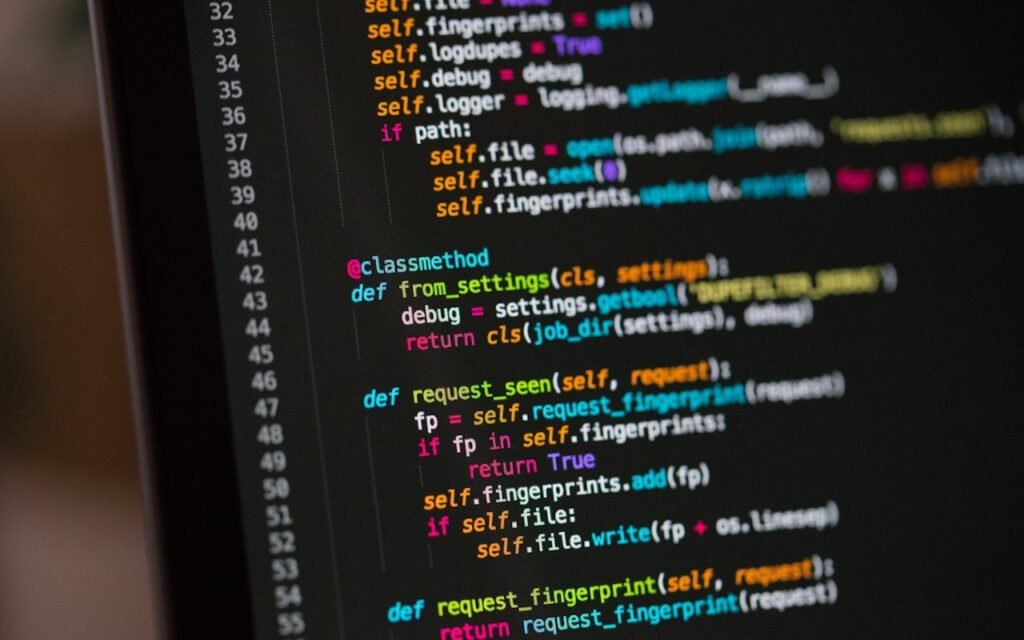 Lines of code on a computer screen