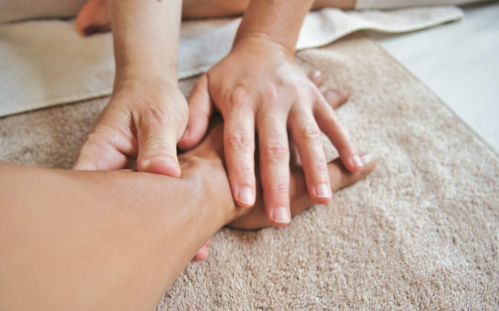 Hands being moisturized during a relaxing hand treatment