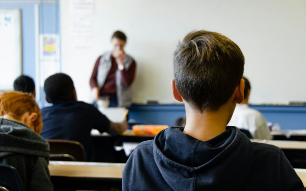 High school students listening during a morning class