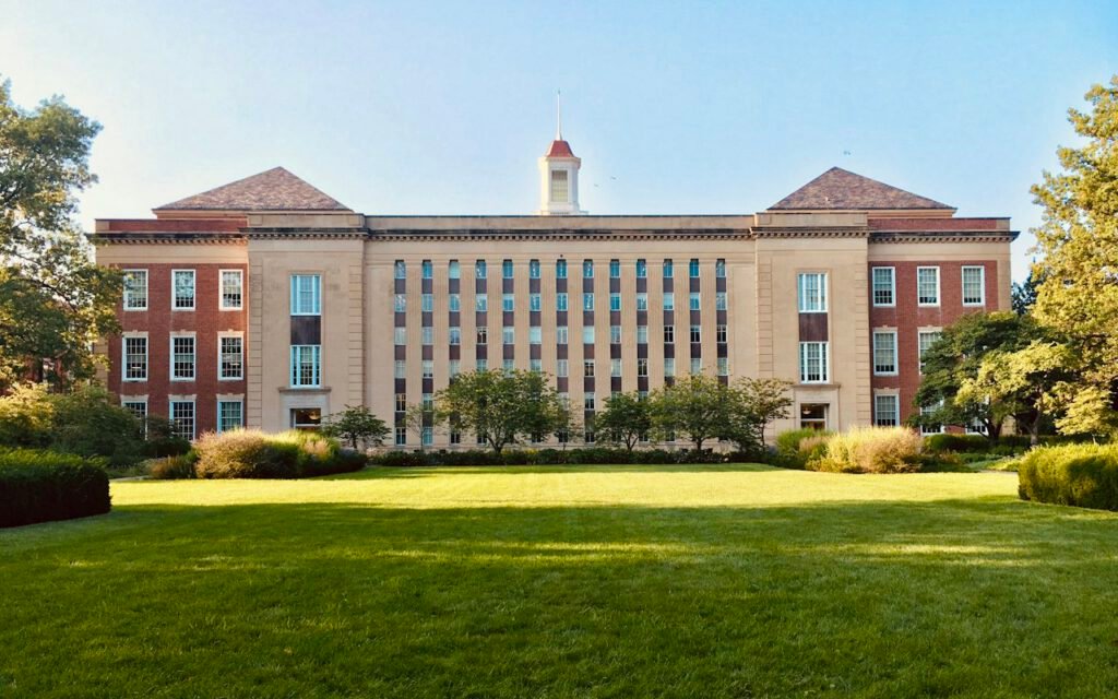 College campus buildings on a sunny day