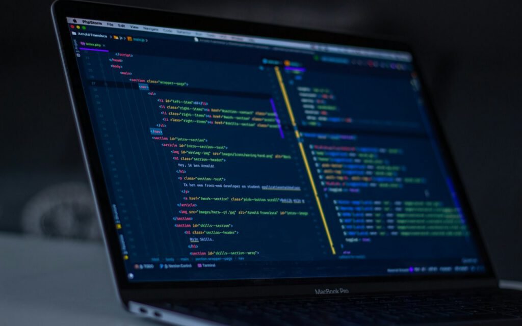 Laptop screen showing code during a practice project