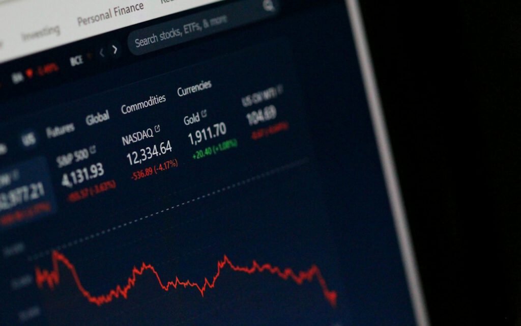A chart showing data trends on a screen