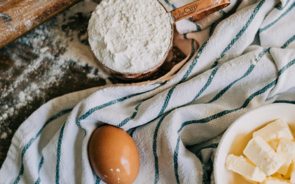 Baking ingredients set out on a counter