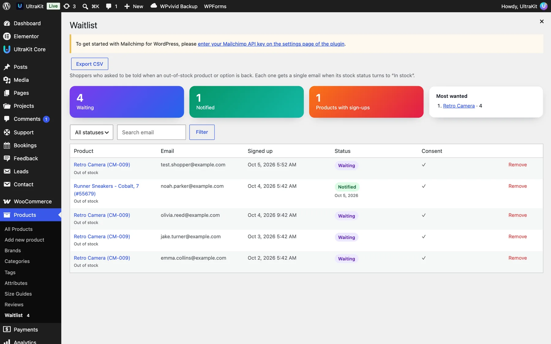 Waitlist admin list