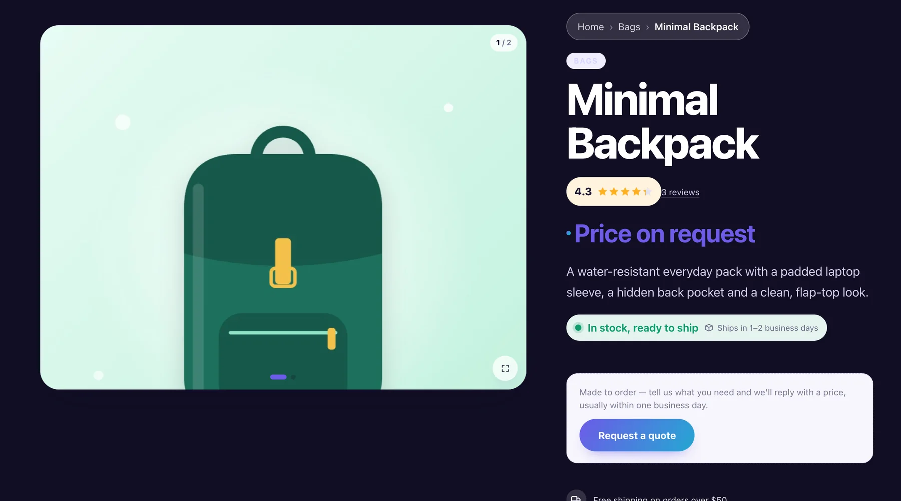 Catalog mode product with Price on request