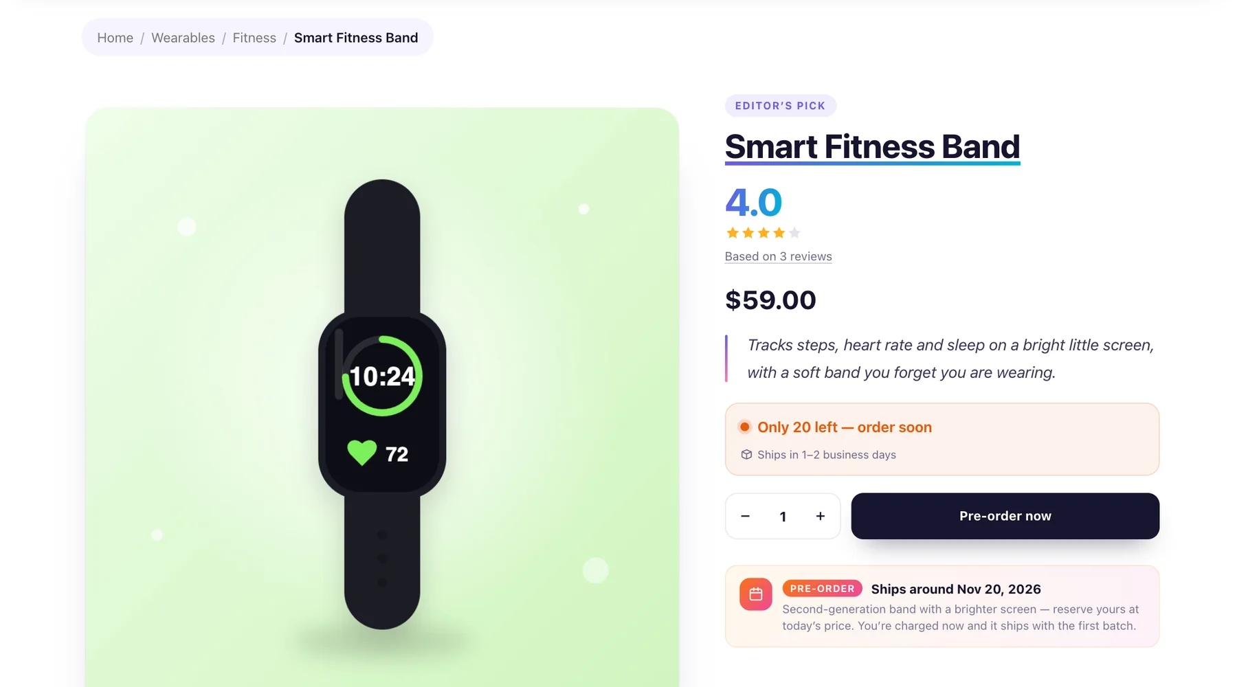 Pre-order product with ship date