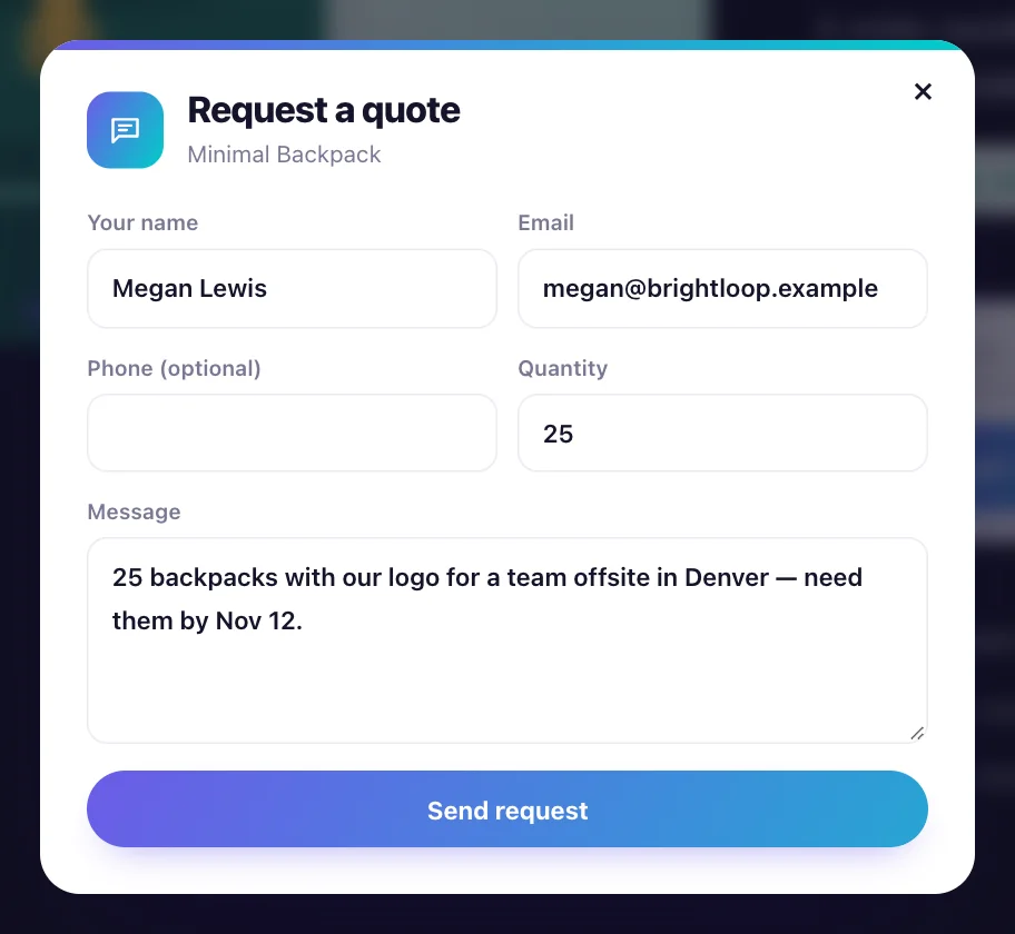 Request a quote form