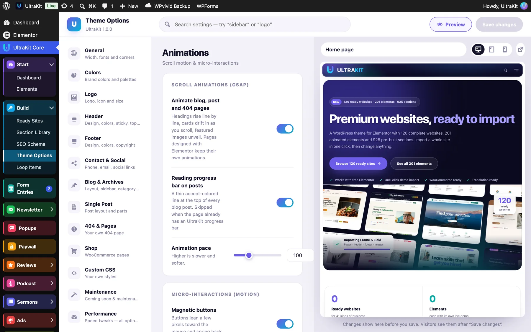 Animations → Scroll animations (GSAP)