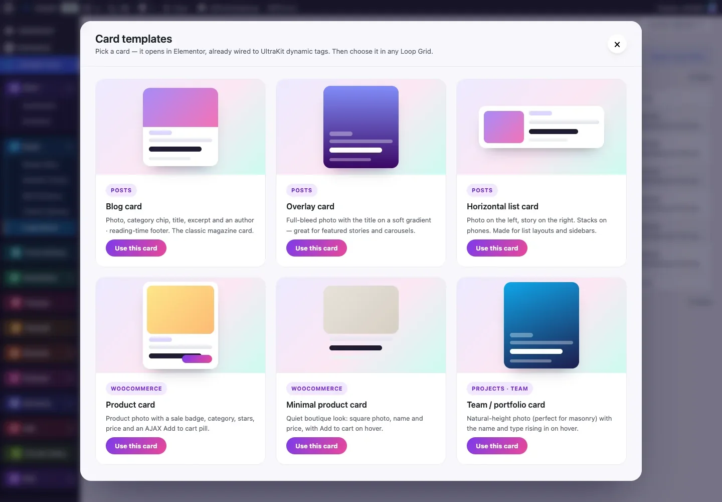 Six ready card designs