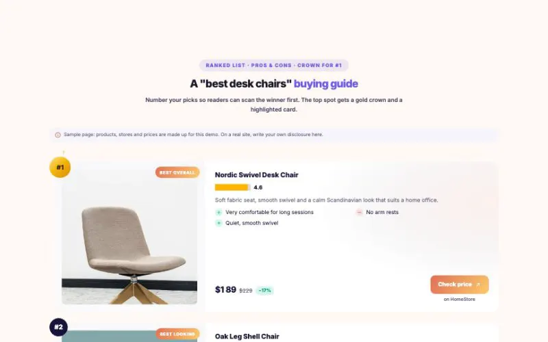 Affiliate Product Card element demo