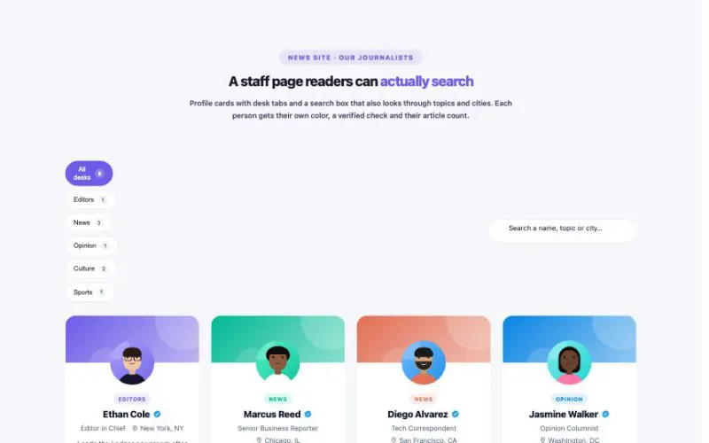 Authors Grid element demo