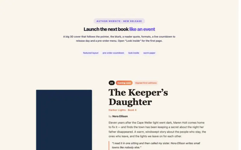 Book Showcase element demo
