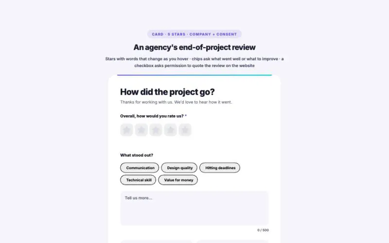 Client Feedback Form element demo