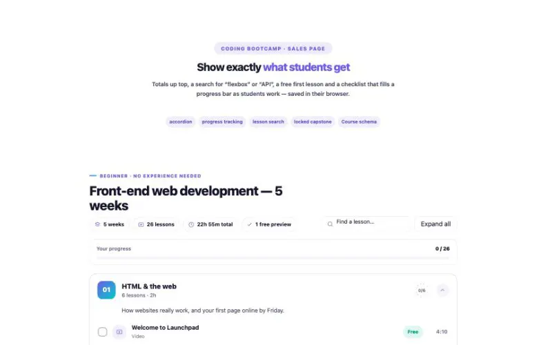 Course Curriculum element demo