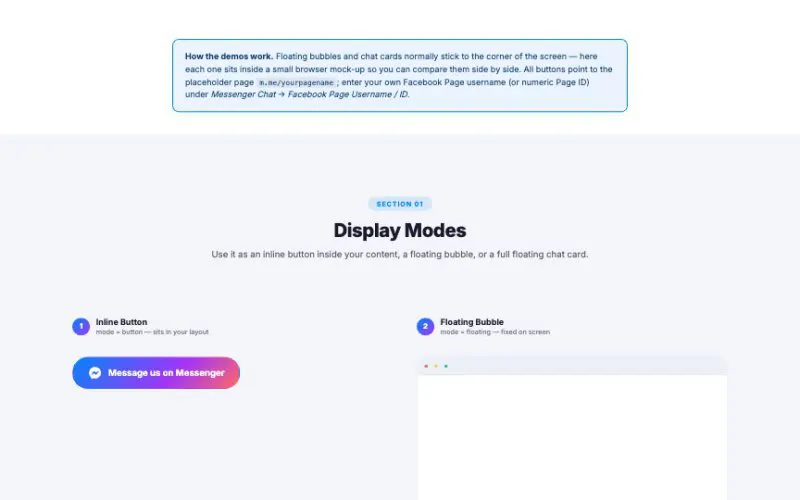 Facebook Messenger Chat element demo