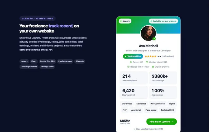Freelancer Profile element demo