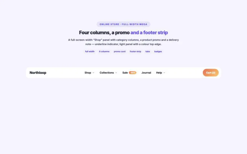 Mega Menu Builder element demo