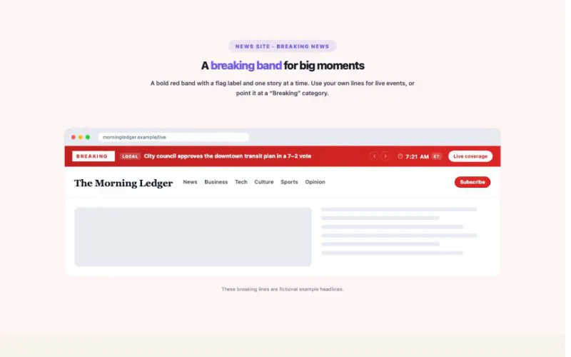 News Top Bar element demo