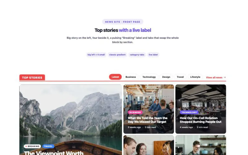 Overlay Blog Layout element demo