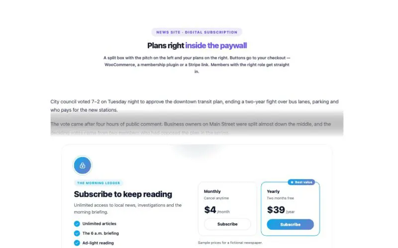 Paywall / Content Lock element demo