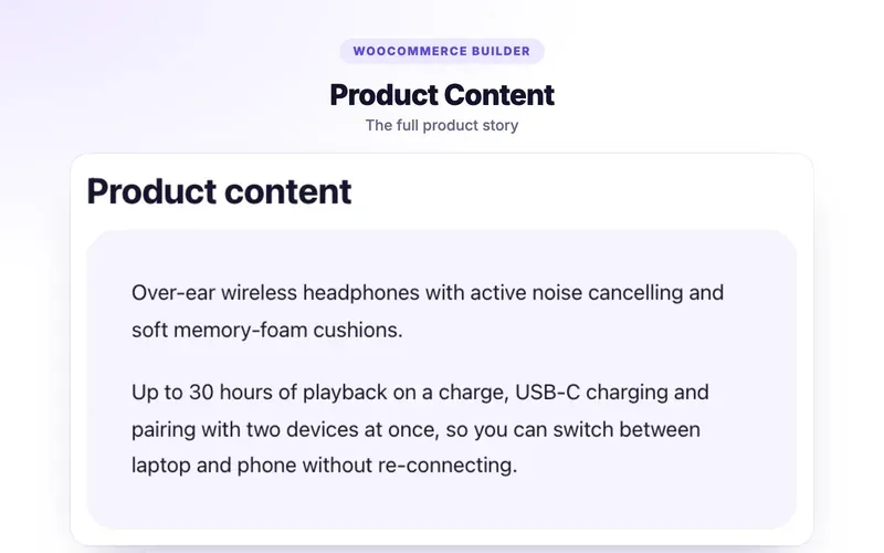 Product Content element demo