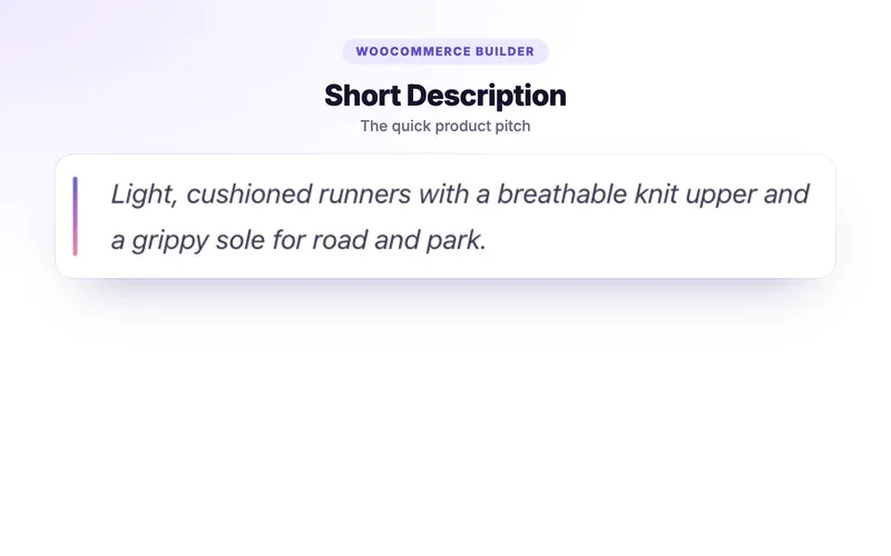 Product Short Description element demo