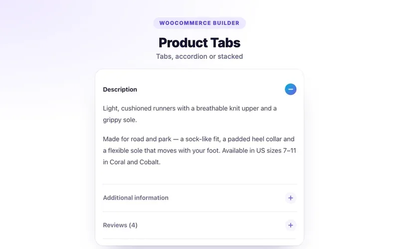 Product Tabs element demo