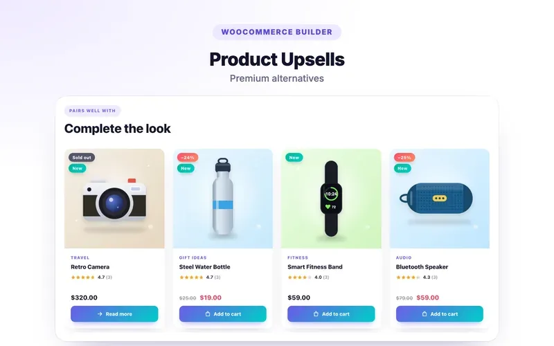 Product Upsells element demo