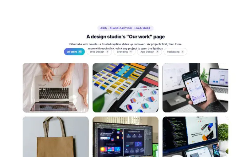 Portfolio Filterable Gallery element demo