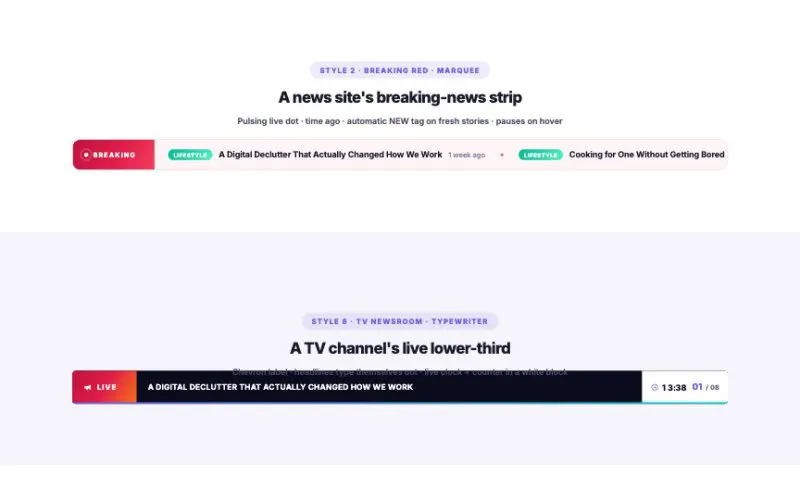 Post Ticker element demo