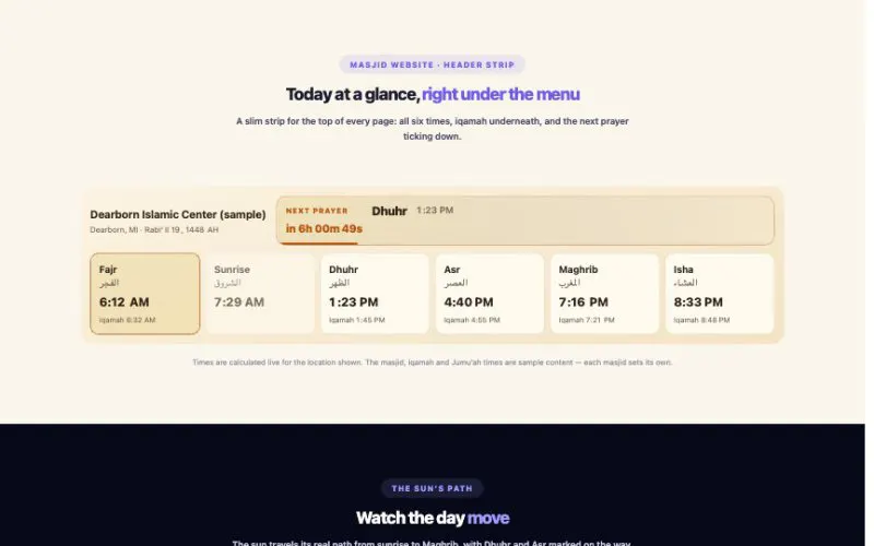 Prayer Times element demo