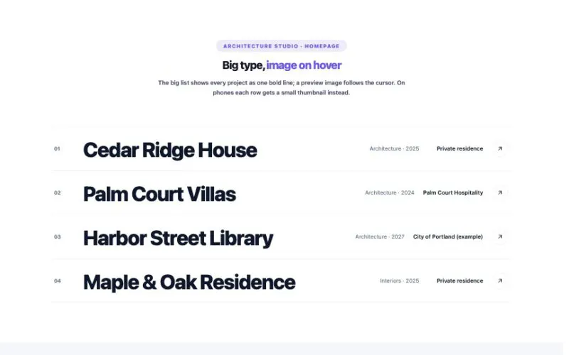 Projects element demo