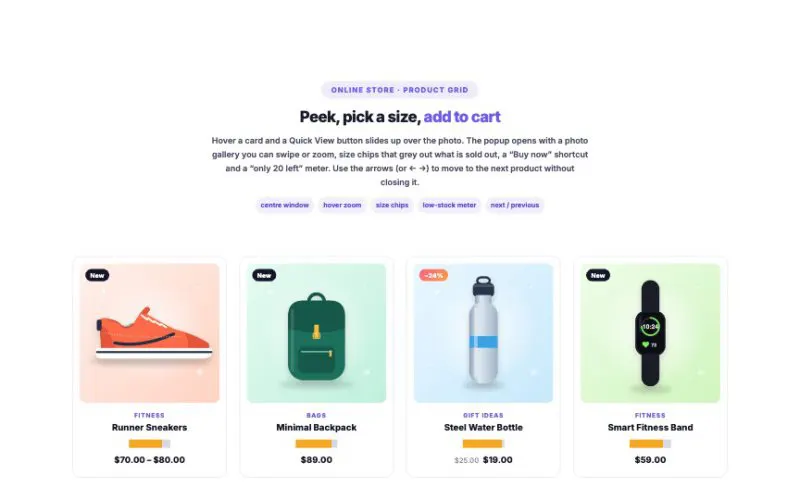 Product Quick View element demo