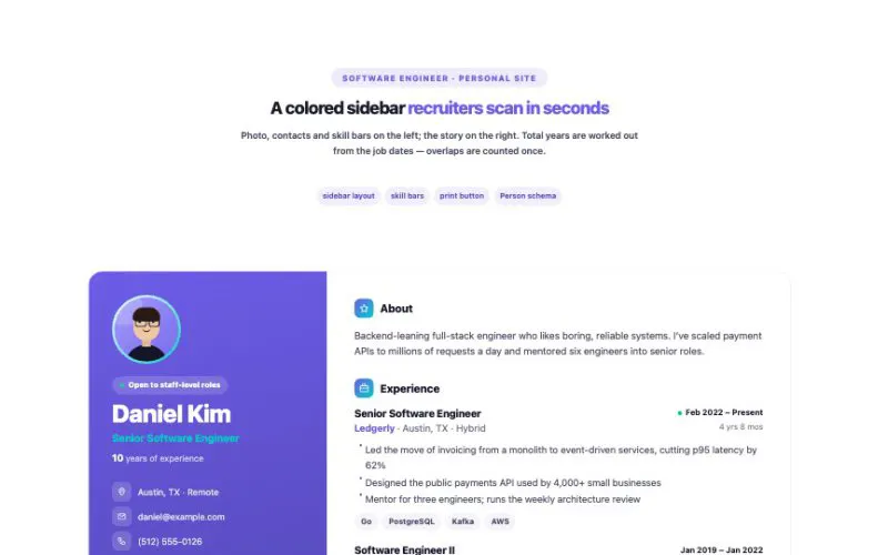 Resume / CV element demo