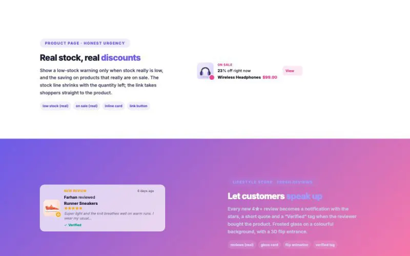Sales Notification element demo