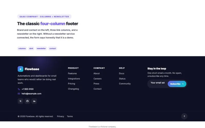 Site Footer element demo