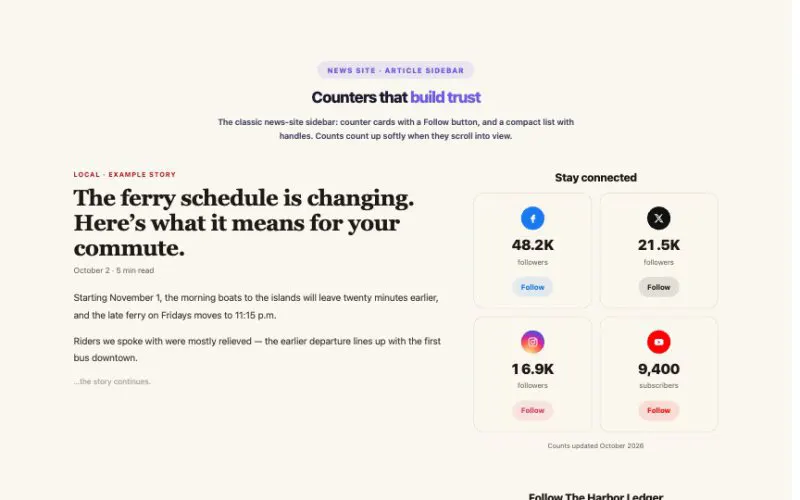 Social Follow element demo
