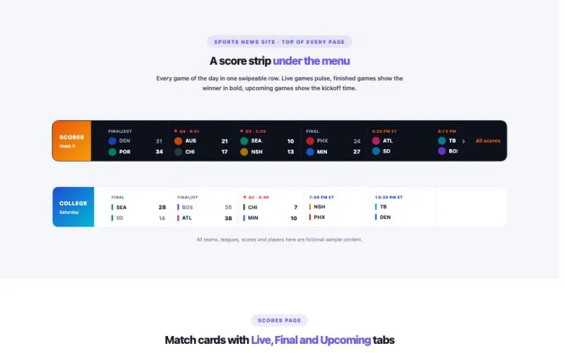 Sports Scores element demo