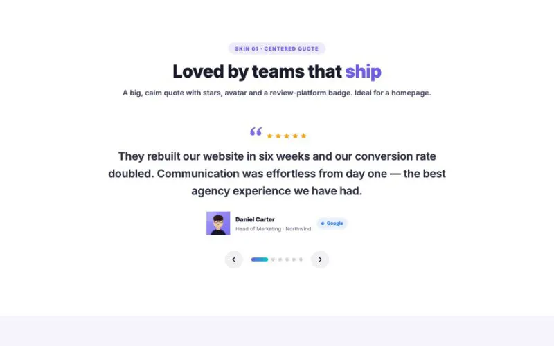 Testimonial Slider element demo