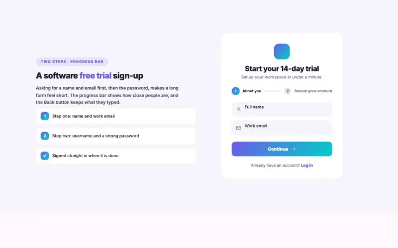 User Registration Form element demo