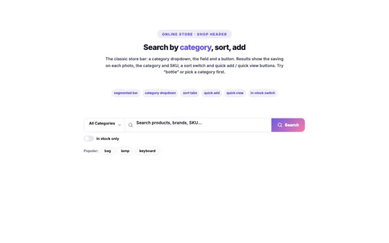 WooCommerce Search element demo