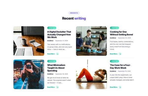 Blog 04 section — Post list · two columns