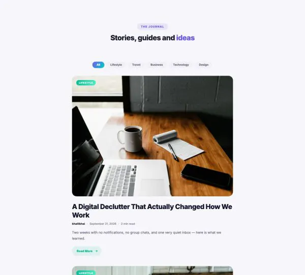 Blog 07 section — Articles with category filter