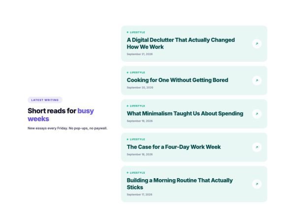 Blog 08 section — Minimal article list